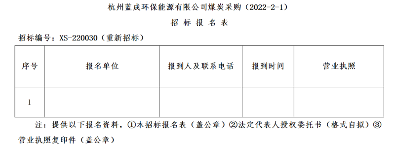 杭州蓝成环保能源有限公司煤炭采购&#65288;2022-2-1&#65289;招标通告&#40;二次通告&#41; - 招标信息 - 杭州萧山情形集团有限公司